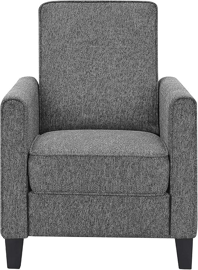 24/7 Shop at Home Mulvane Modern Recliner Chair with Push Back &amp Foot Rest Single Couch with Fabric Upholstered &amp Plastic Legs Sofa Reclinable Individual for Bedroom Living Room Home Offic
