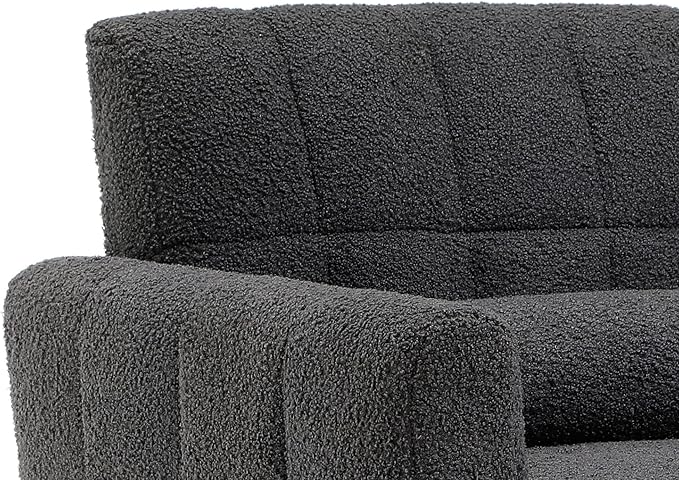 Modern Chair Lounge Chair Armchair Accent Living Room Chair with Tapered Metal Legs and Waist Pillow LoungeTeddy Fabric Gray