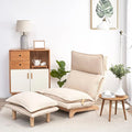 Floor Chair Single Lazy Sofa Leisure Balcony Reclining Japanese Tatami Adjustable Recliner with Ottoman for Living Room Bedroom Indoor Use (Stacked Footstool Beige)