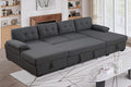 BEEY Sectional Sleeper Sofa 120 Oversized Couch Bed 4 Seat Sofa Bed U Shaped Sectional Couch with Pull Out Bed and Double Storage Chaise for Living Room Bedroom Dark Grey