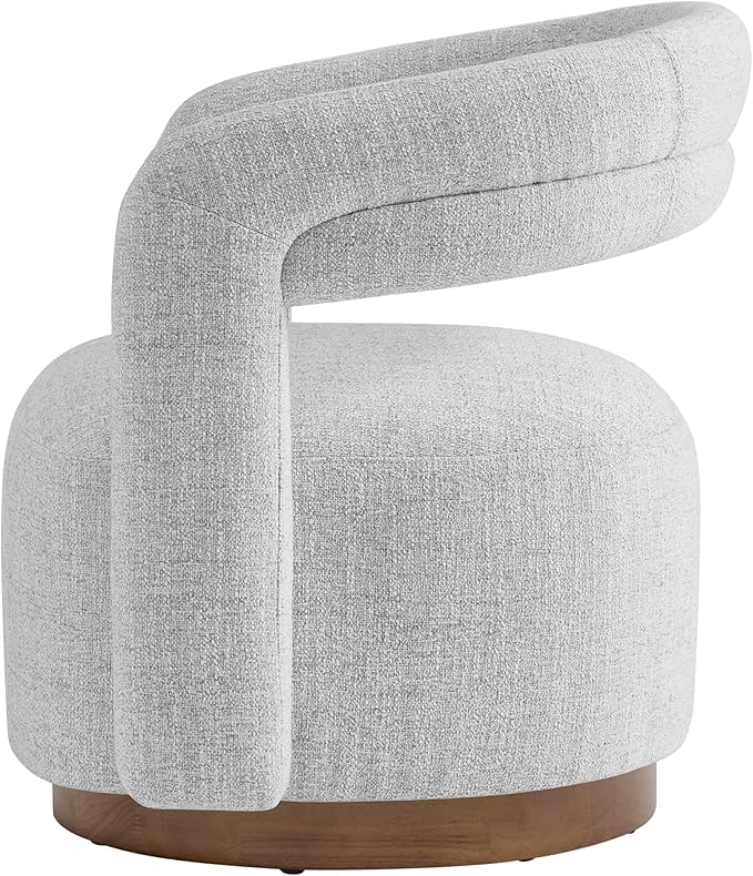 Swivel Accent Chair Set of 2 Upholstered Barrel Chair with Open Back Design Modern Arm Chair with Wooden Base for Living Room Bedroom Reading WaitingroomWhite