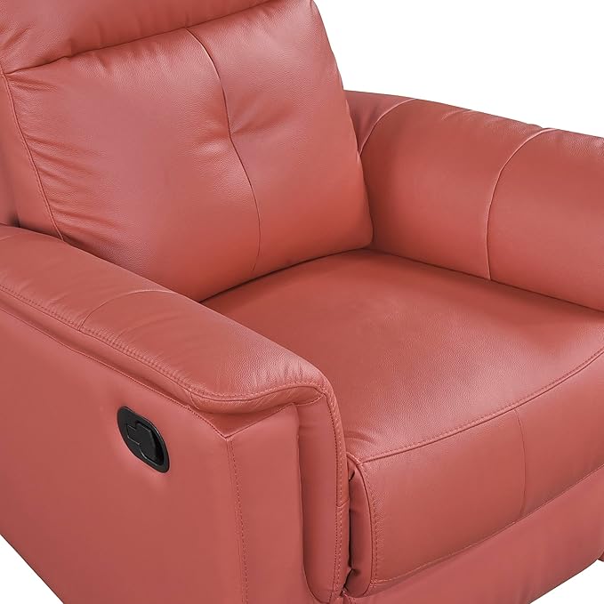 Lexicon Swivel Glider Recliner Chair Comfy Nursery Glider Top Grain Leather Match Recliner Manual Reclining Chair for Living Room/Office/Apartment Red