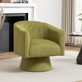 Swivel Accent Chair Modern 360° Barrel Chair Corduroy Upholstered Single Sofa for Living Room Bedroom(Green)