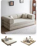 No Assembly Convertible Sofa Bed &amp 79 Boneless Couch with Pocket  5-in-1 Futon Sofa Bed with 2 Pillows Modular Pull Out Couch Bed with FrameCompression in Box for Living Room Small Spaces Beige