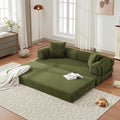 Convertible Sleeper Sofa Bed with Cylindrical Pillow Corduroy Folding Mattress Couch with Fixed-Shape Frame Floor Sofa Lounge Couch for Living Room Bedroom Lounge Studio-Green