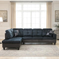 103.5 Inch Modern L-Shaped Couch Flannel Sectional Sofa with Chaise Lounge 4-Seater Couch with Accent Pillows for Living Room Apartment Dark Blue &amp Brown
