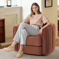 SUNWAVE Swivel Accent Chair 360-degree Swivel Barrel Chair with Teddy Upholstery Comfy Pumpkin-Shaped Accent Chair for Living Room Bedroom or Office (1 Brown 37)