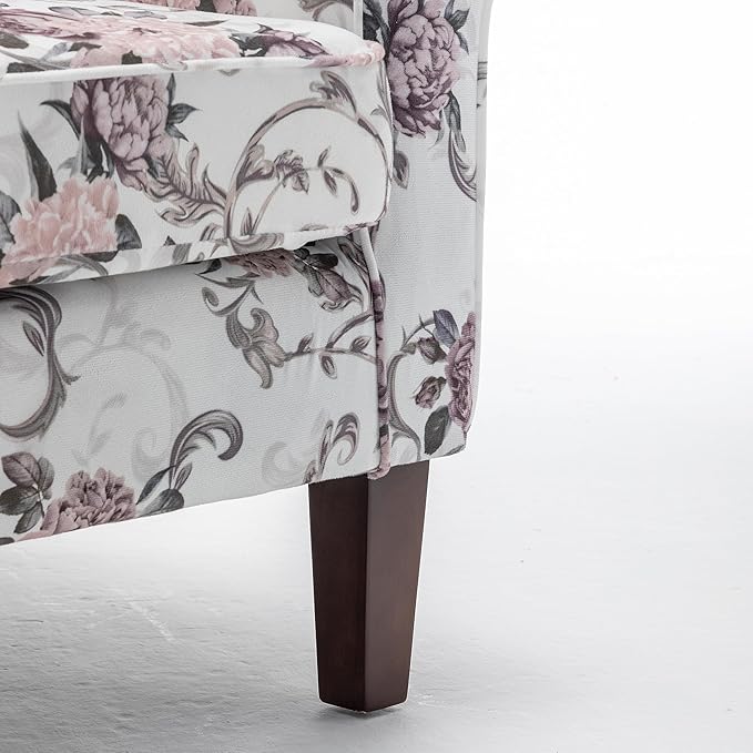 Classic Accent Armchair with Birch Wood Frame and Comfortable Rolled Armrests Arm Chairs for Living Room Bedroom and Office Decor 03 Printed Fabric