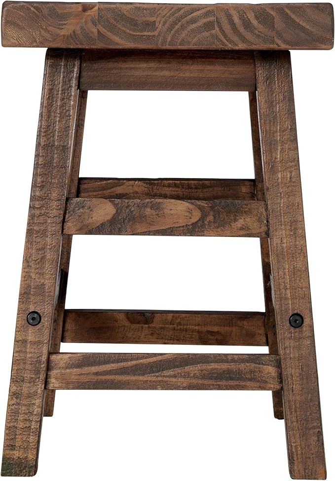 Alaterre Furniture Pomona 20-Inch Counter Height Saddle Seat Barstool – Solid Wood Backless Rustic Farmhouse Stool in Natural Finish for Kitchen Island or Dining Room (Natural)
