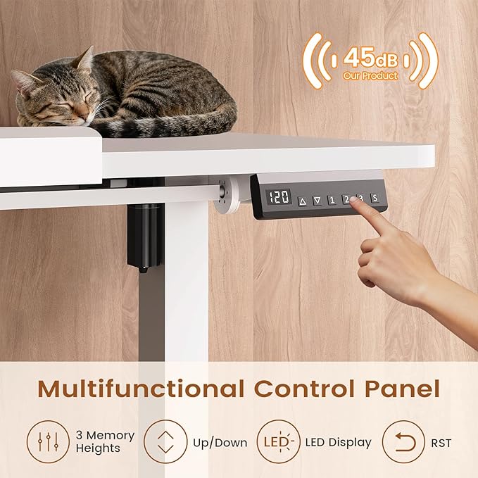 SEDETA 47 x 24 Inches Electric Standing Desk 180° Tiltable Mobile Rising Computer Desk Height Adjustable with Wheels for Drawing/Writing/Gaming/Study/Home Office/Small Space White