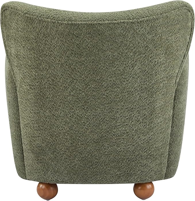 Christopher Knight Home Lindy Wingback Accent Chair Upholstered Armchair with Rounded Wooden Legs Curved Backrest Single Sofa Soft Cushion Seating Comfy Lounge Chair for Living Room Olive Green