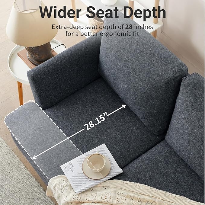 Loveseat Sofa 56 Small Couches for Small Spaces Mid Century Love Seat Couches for Living Room Upholstered 2-Seater Deep Couch for Bedroom Apartment Dark Grey