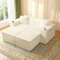 Cloud Modular Sectional CouchBoneless Corduroy Sofa for Living RoomU Shaped Sofa with OttomanDeep SeatNo Assembly Required (White Sofa Bed)