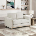 Lexicon Modern Upholstered Living Room Loveseat Textured Fabric Love Seat Track Arm Wood Frame and Natural Finish Wood Legs Reversible Back Cushion No Assembly Beige