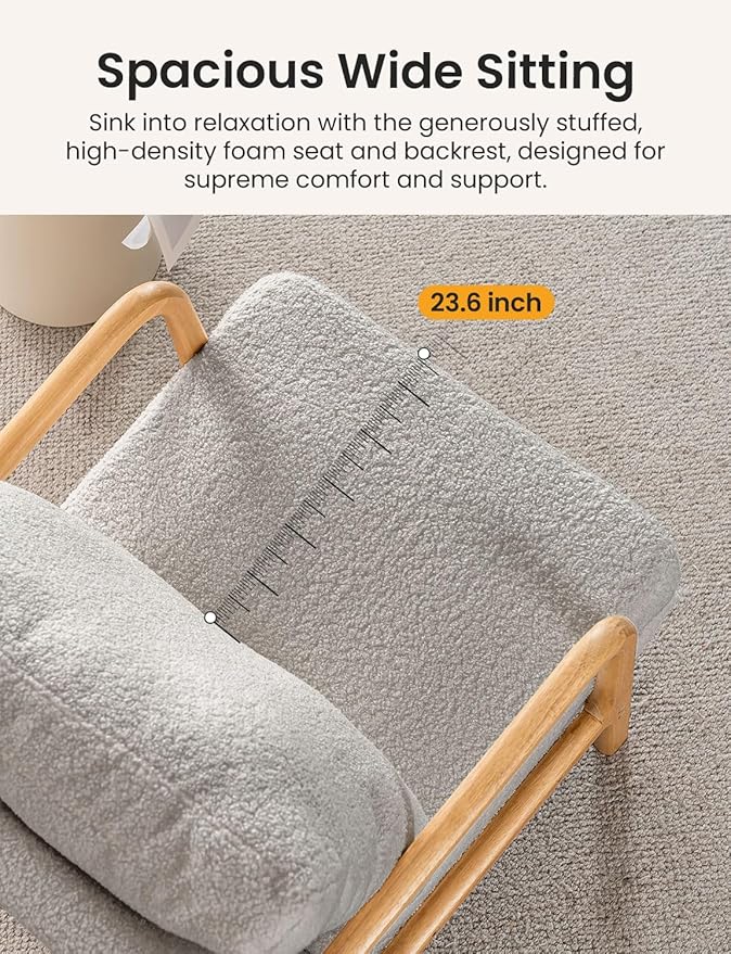 Mid Century Modern Accent Chairs for Living Room 23” Wide Comfy Chair for Bedroom Small Cozy Sherpa Reading Chairs for Adults 108° Lounge Arm Chair Indoor with Detachable Cover 5.5 Foam Cushion