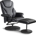 MCombo Recliner with Ottoman Reclining Chair with Massage 360 Swivel Living Room Chair Faux Leather 4901 (Black)