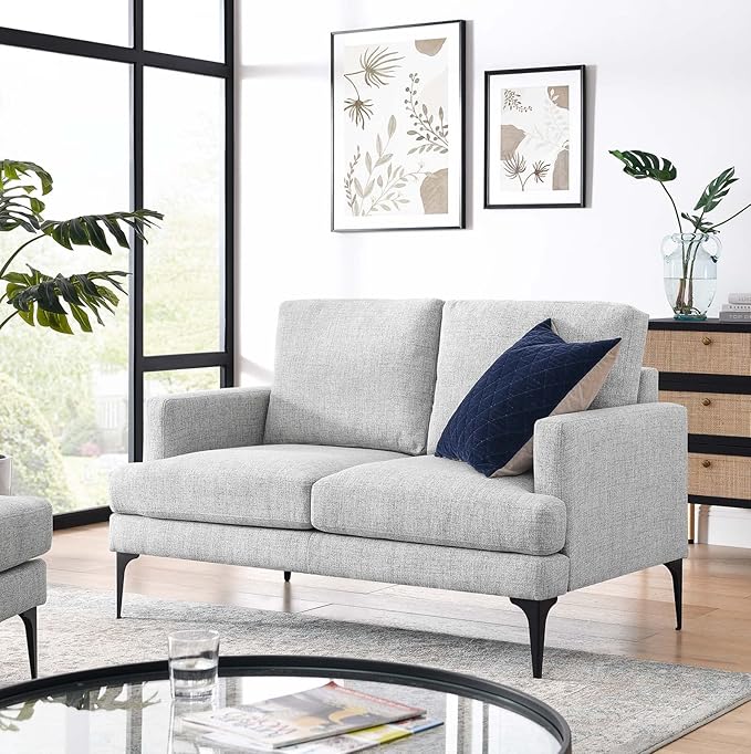 Modway EEI-6006-LGR Evermore Upholstered Fabric Loveseat Light Gray