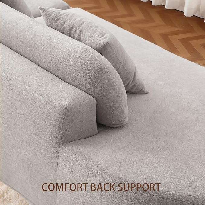 Txtin's 130” Boneless Sectional Couches for Living Room | Curved Plush Cloud Couch with 3 Pillows | Oversized Modern Sofa for Office | Gray | Gray Oversized Plush Modular 3 Pillows Living Room