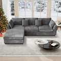 Tbfit L Shaped Couch Oversized 108 Modular Sectional Sofa with Convertible Chaise Comfy 4 Pillows Sofa for Living Room Gray