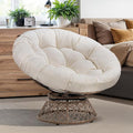 Bme 40 Ergonomic Wicker Papasan Chair with Soft Thick Density Fabric Cushion High Capacity Steel Frame 360 Degree Swivel for Living Bedroom Reading Room Lounge