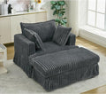 Eafurn Corduroy Accent Chair with Movable Ottoman 47.8 Oversized Reading Chair Lounge Armchair for Living Room Bedroom Small Space Modern Single Sofa Couch