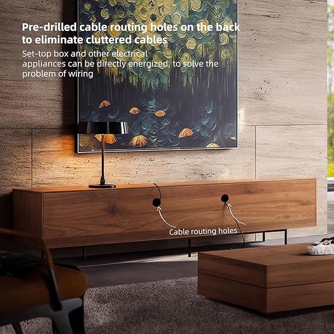 Mid Century Modern TV Stand with 4 Doors 70.87 Inch Wide Entertainment Center TV Console for Living Room Bedroom Media Console TV Cabinet with Storage Walnut