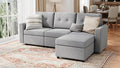 LINSY HOME Modular Sectional Sofa with Ottoman - Rubik III Deep Seat Couches with Storage Seats &amp Removable Cover Modern Comfy L-Shape Sofa for Living Room Bedroom Apartment Office Grey