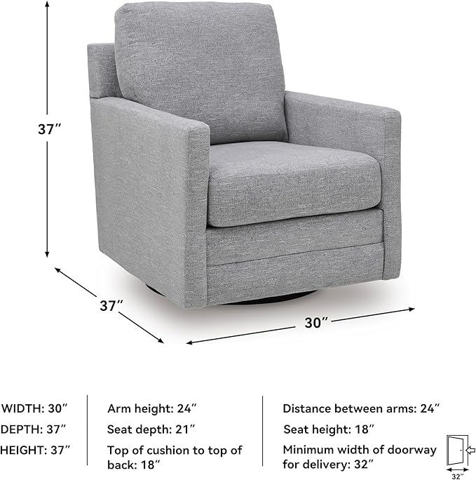 Signature Design by Ashley Freybourne Next-Gen Nuvella Casual Swivel Accent Chair with Reversible Cushions Light Gray