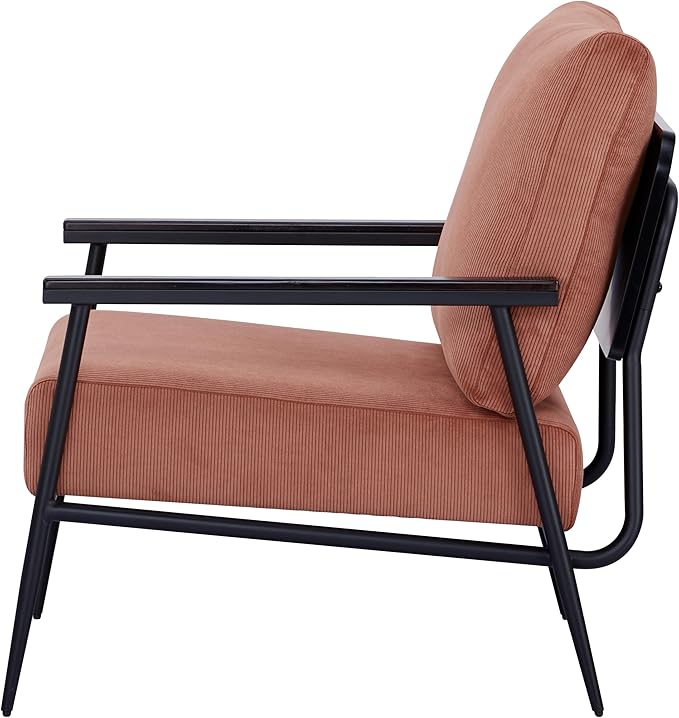 Artdeco Home Parker Modern arm Accent Chair Comfortable Chairs for Living Room Bedroom and Fireside Chair (Corduroy Orange)