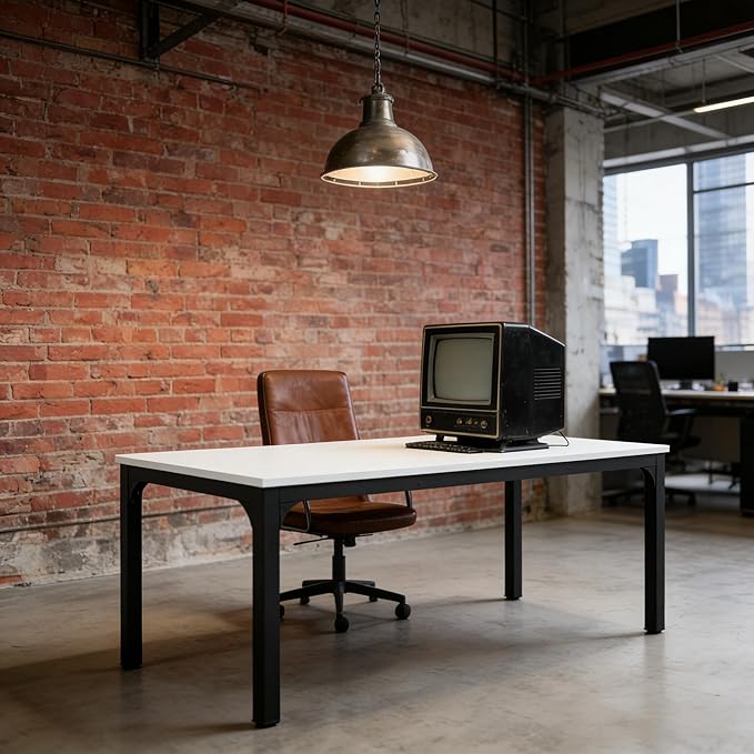 78 Inch Long Computer Desk 2 Person Executive Office Desk Extra Large Double Workstation Simple Study Student Writing Table for Home Office (White+Black)