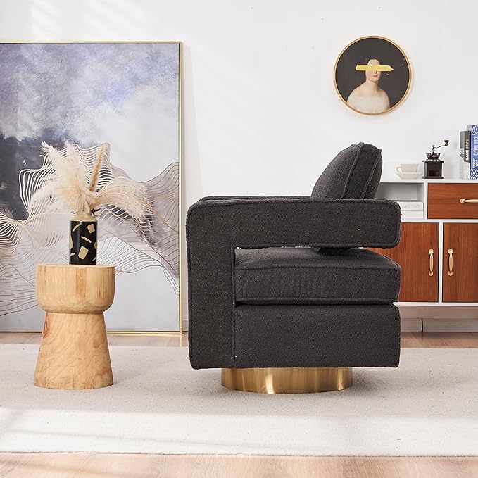 Swivel Barrel Chair for Living Room360 Degree Swivel Club Modern Accent Single Sofa Chair Small Leisure Arm Chair for Nursery Hotel Bedroom Office