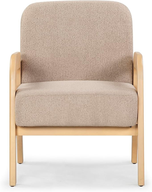 SAFAVIEH Couture Collection Roslina Light Brown Boucle/Natural Accent Chair (Fully Assembled)