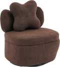 Teddy Velvet Swivel Accent Chair with Storage 360° Rotating Ergonomic Single Chair Scratch-Resistant Comfy Sofa for Living Room Bedroom Small Space Holds 300 LBS Coffee