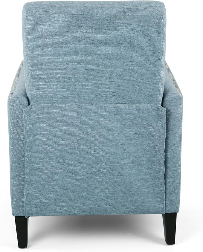 KEIKI Push Back Chair Living Room Chaise Lounge Single Sofa Upholstered Armchair with Wooden Legs and Nailhead Trim
