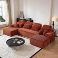 141 Boneless Couch with Reversible Chaise U Shaped Sectional Couches for Living Room Modular Sectional Sofa 28 Deep Seat Corduroy Couch Reversible Chaise Couch in a Box Orange