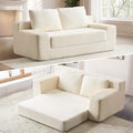 71 Oversized Loveseat Pull Out Sofa 2 in1 Convertible Loveseat Sofa with Pillows Corduroy Folding Couch Bed with Deep Seat Boneless Couch for Small Room No Assembly Required White