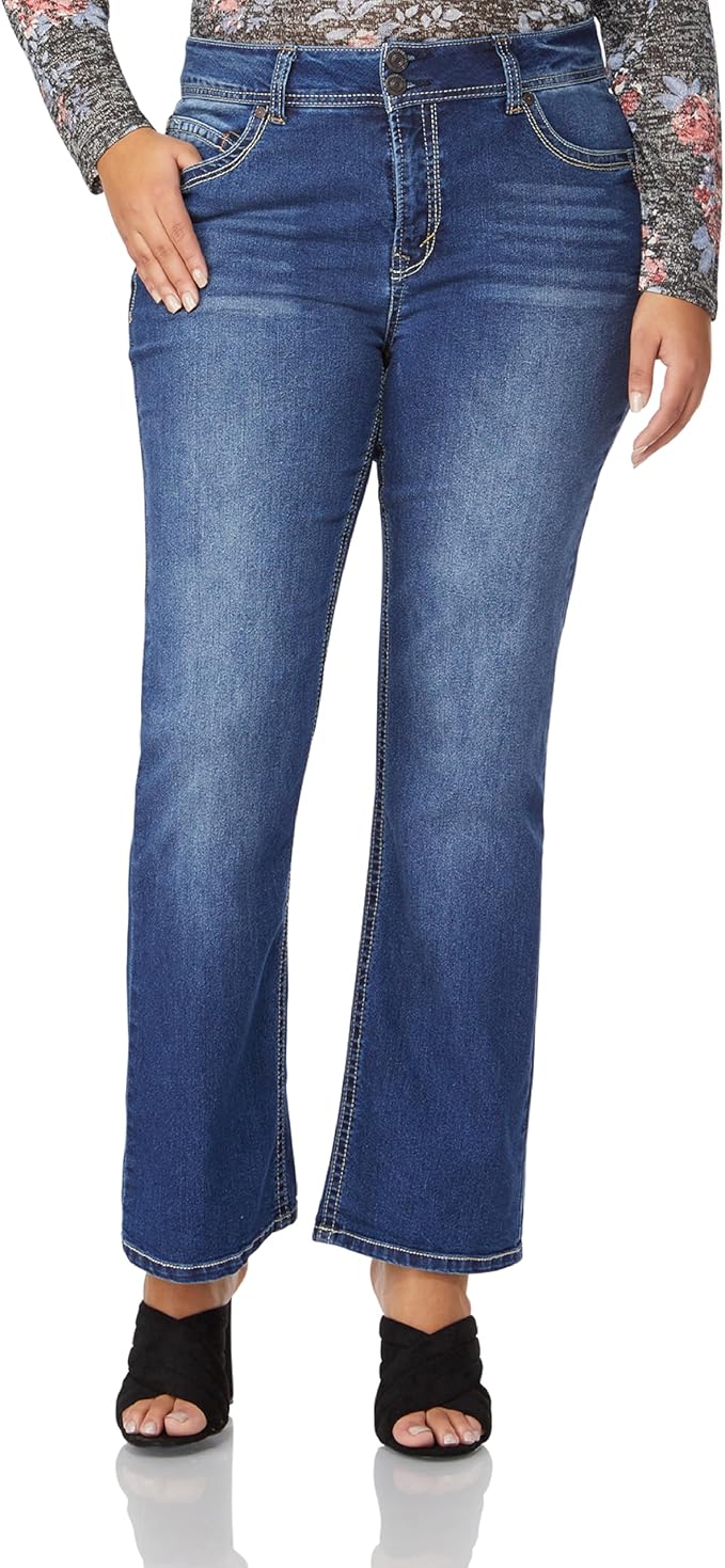 WallFlower Luscious Curvy Bootcut Jeans for Women Mid-Rise Insta Stretch Denim Size-Inclusive Juniors Jeans
