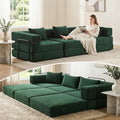 WELAX 118 Convertible Sectional Sofa 3-Seater Futon Modular Sleeper Sofas Bed with 3 Pillows Corduroy Boneless Cloud Couches for Living Room No Assembly Floor Couch for Bedroom Green