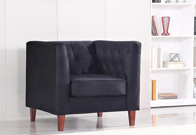 Kittleson Classic Chesterfield Velvet Accent Chair with Elegant Button Tufted Backrest