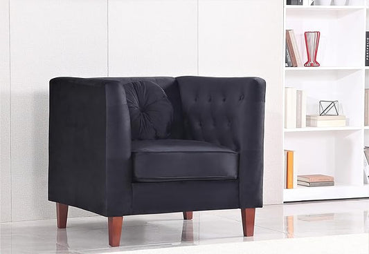 Kittleson Classic Chesterfield Velvet Accent Chair with Elegant Button Tufted Backrest