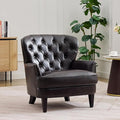 Merax Modern Accent Chair Upholstered Living Room Armchair Comfy Reading Chair Mid Century Chair for Living Room Bedroom Black