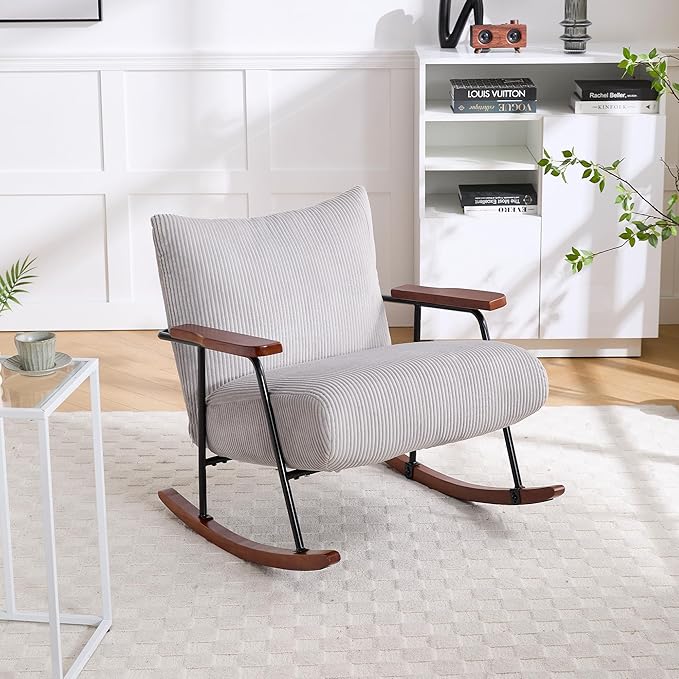Modern Accent Chair Arm Chair Living Room Rocking Chair Metal e NJ308