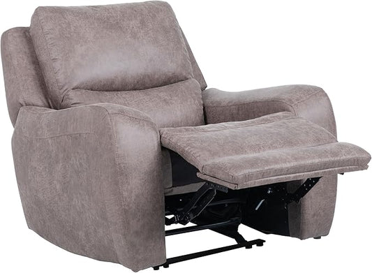 Furniture of America Romilly Modern Oversized Power Reclining Chair with USB Ports Electric Recliner Comfortable Lounge Couch for Living Room Office Bedroom Brown