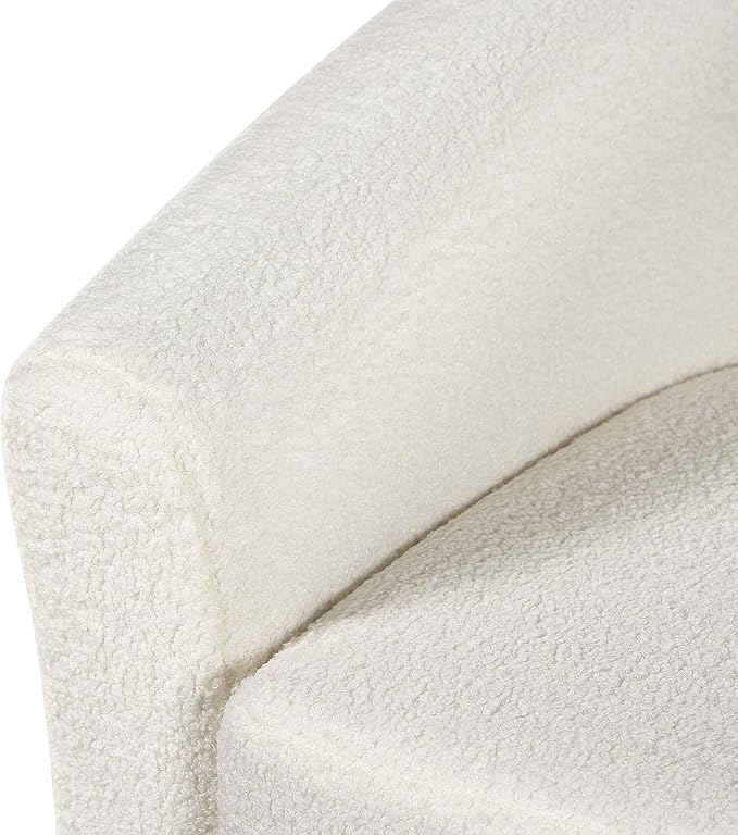 Topeakmart Sherpa Accent Chair with Ottoman Set Boucle Club Chair with Footrest Modern Cozy Recliner for Living Room/Bedroom Ivory