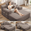 Oversized Convertible Chaise Lounge Chair Indoor Corduroy Upholstered Boneless Sleeper Sofa Bed with Side Pockets Modern Deep Seat Cloud Couch Reading Chairs for Living Room (Coffee)
