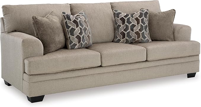Signature Design by Ashley Stonemeade Casual Sofa with 4 Toss Pillows Light Brown