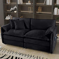 KEIKI 75 Small Cloud Couch Sofa Chenille Deep Seating Loveseat Sofa with Storage Modern Upholstered Couches Set W/Pillow for Living Room Bedroom Office Black