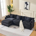 108 L-Shaped Modular Sectional Sofa with Ottoman Modern Cloud Couch Chenille Deep Seat 3-Seater for Living Room Solid Wood Frame &amp Easy Assembly (Black 3 Seat)