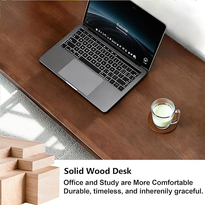 Solid Wood Desk40 Oak Wooden Desk with DrawersMid Century Modern Small Computer Desk with Drawers for Small Spaces Home Office Solid Wood Writing Desk (Walnut Color-2 40)