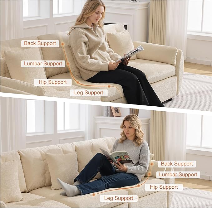 30 Single Modular Cloud Sofa Accent Chair Deep Seat Tufted Chenille Armchair Sectional Sofa for Living Room Beige